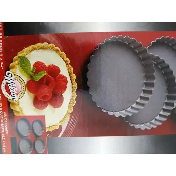 Set Of 4 Wilton Tart Quiche Pans 4" x 3/4" Fluted Edges Round Metal Bakeware0 - Picture 4 of 6
